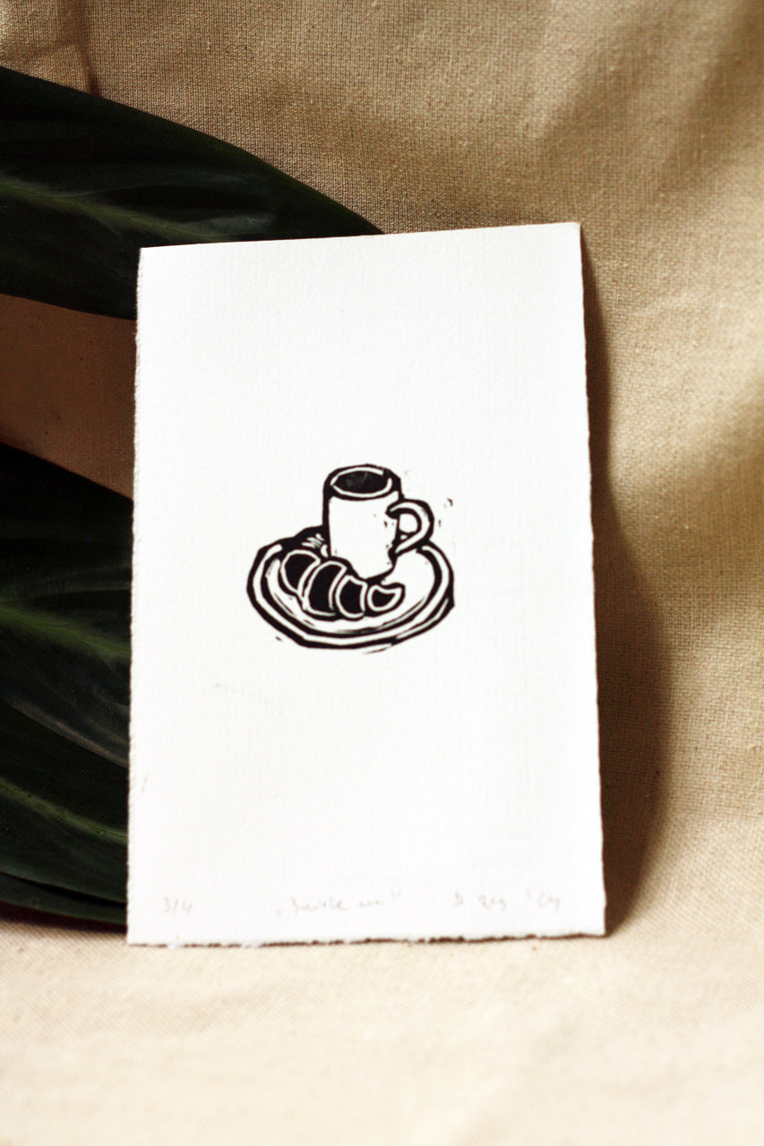 Grafika śniadanie linoryt