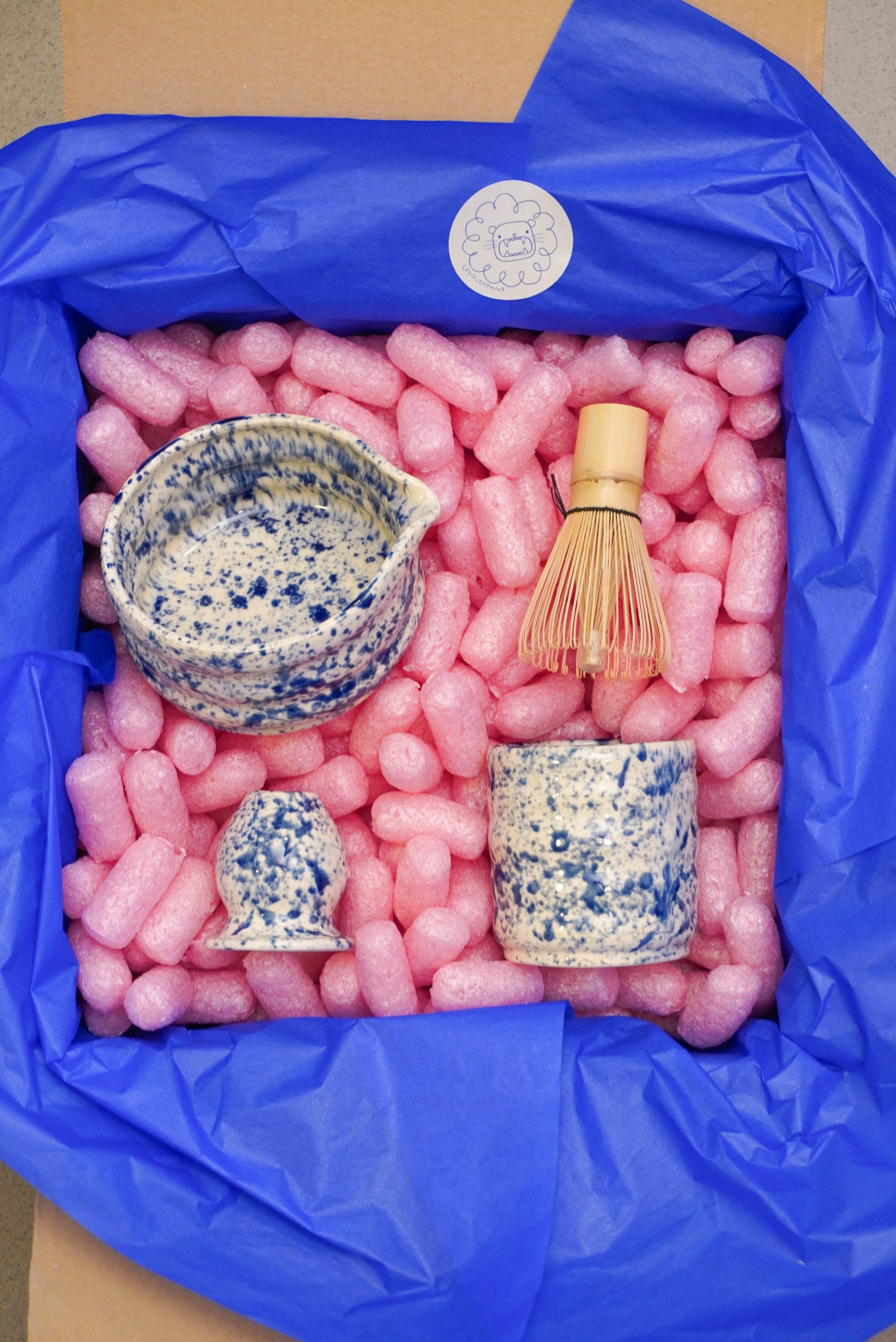 Matcha set Kobalt kropki