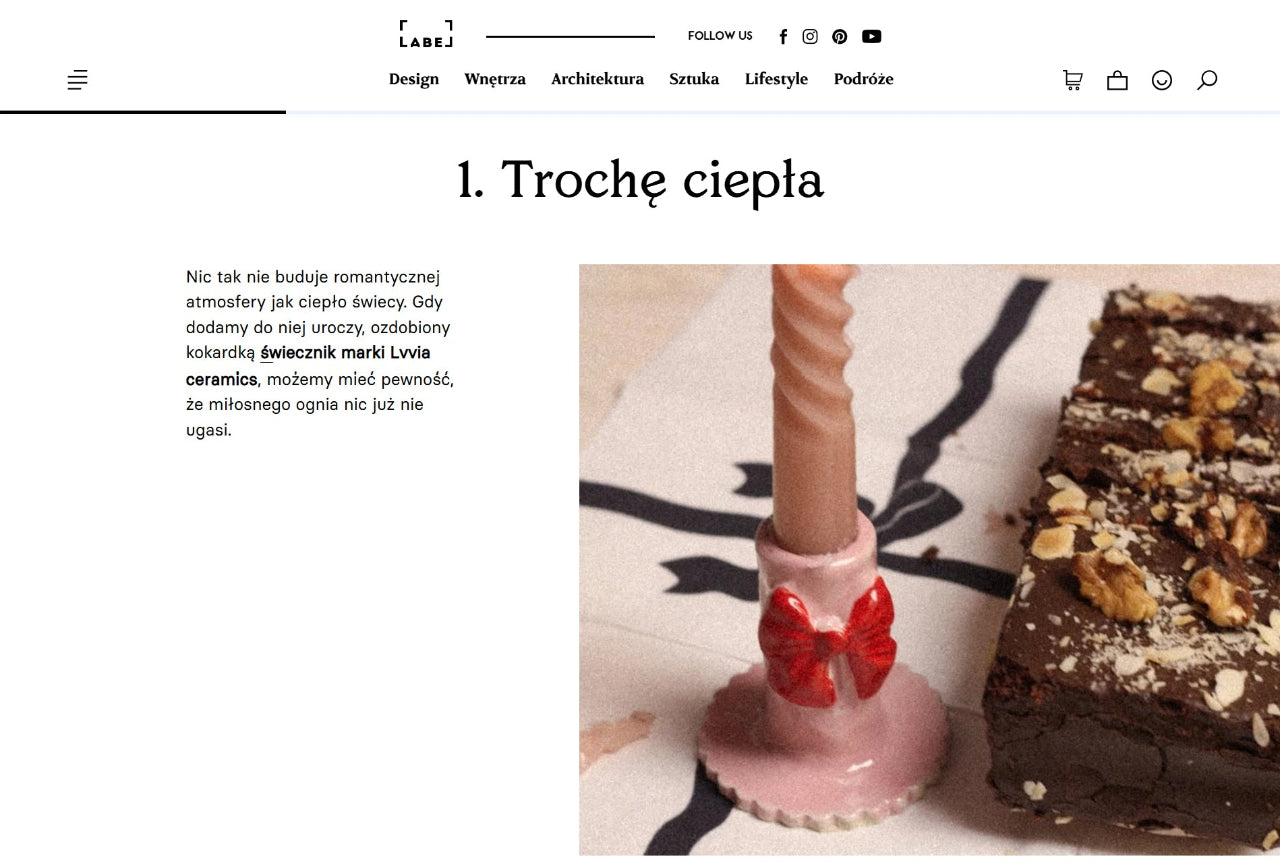 Publikacja w magazynie Label. Zdjęcie świecznika kokardy